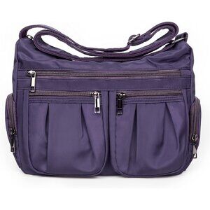 Women Purple-m Nylon Water Resistant Anti Theft Travel Crossbody Shoulder Bag